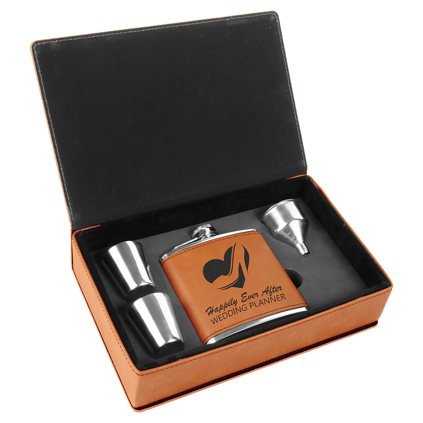 6 oz. Laserable Leatherette Flask Gift Box Sets