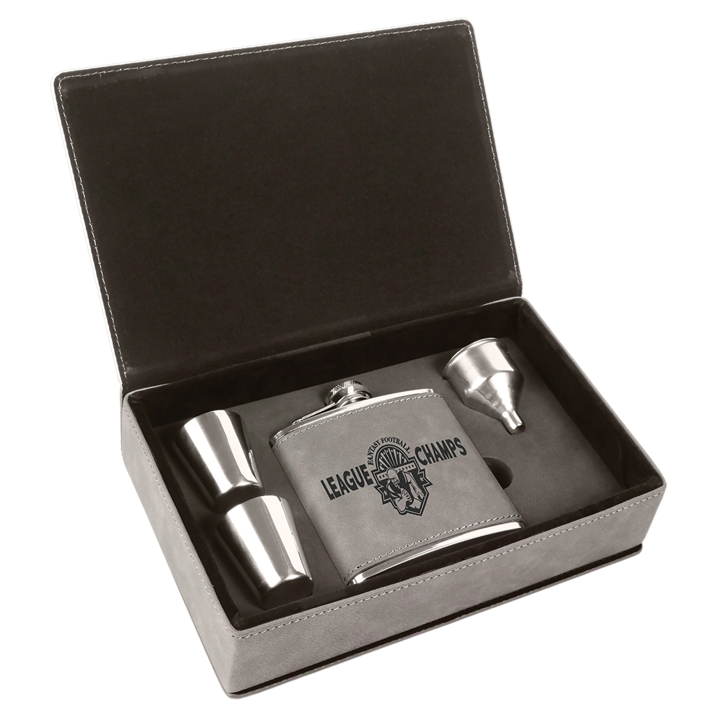 6 oz. Laserable Leatherette Flask Gift Box Sets