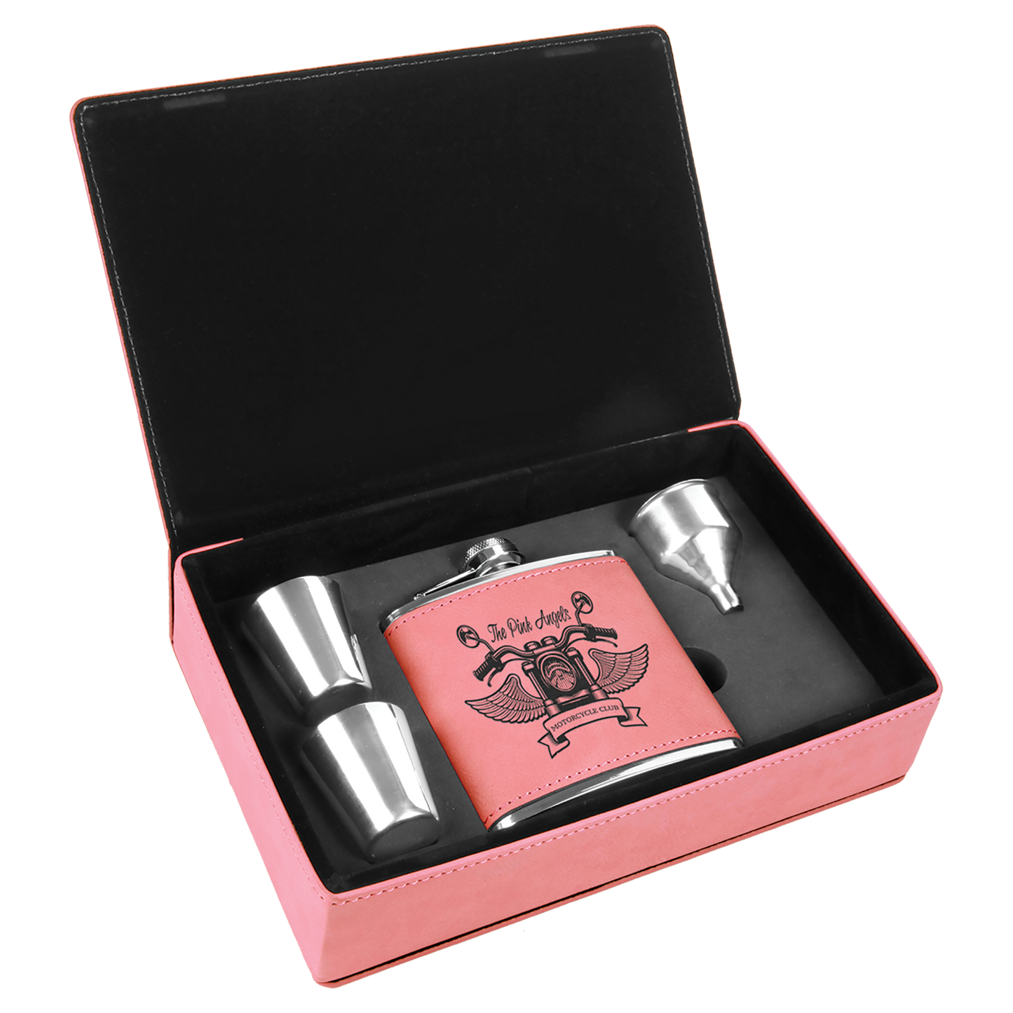 6 oz. Laserable Leatherette Flask Gift Box Sets