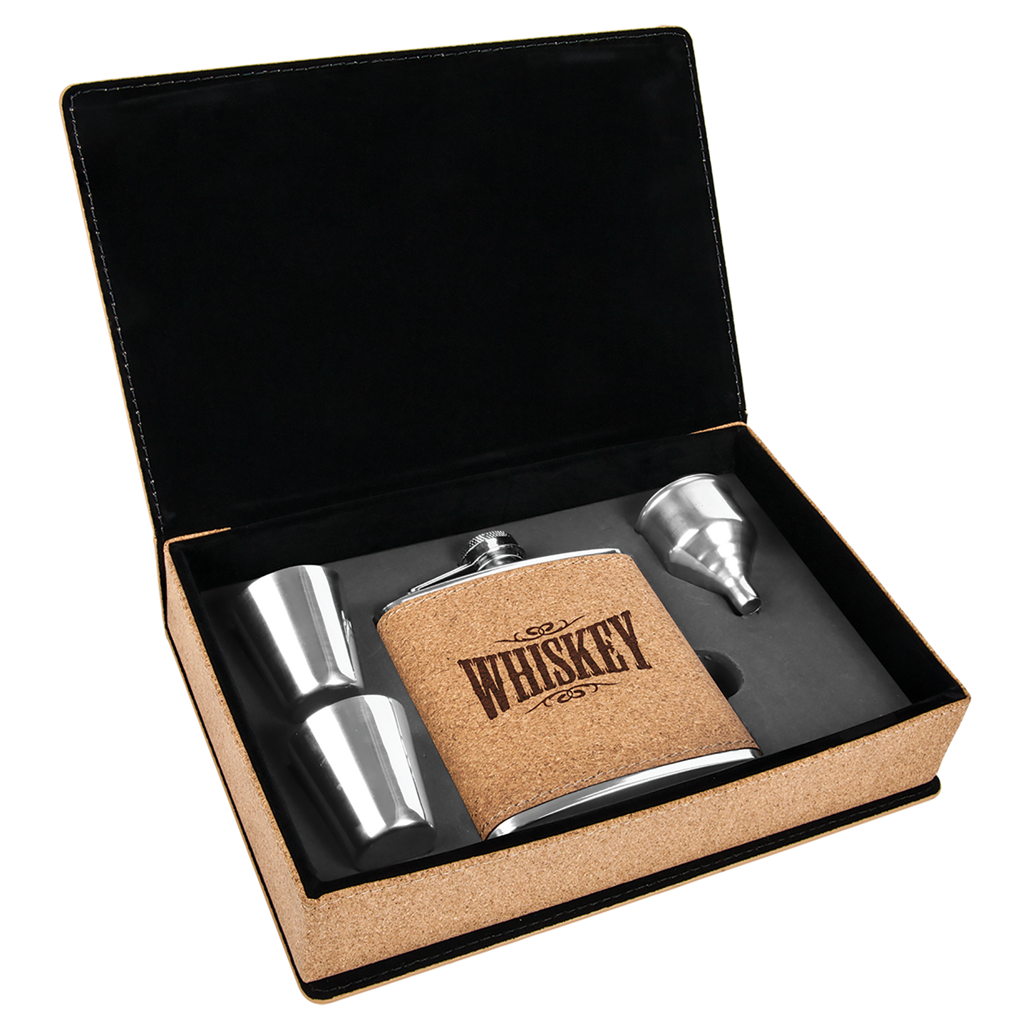 6 oz. Laserable Leatherette Flask Gift Box Sets